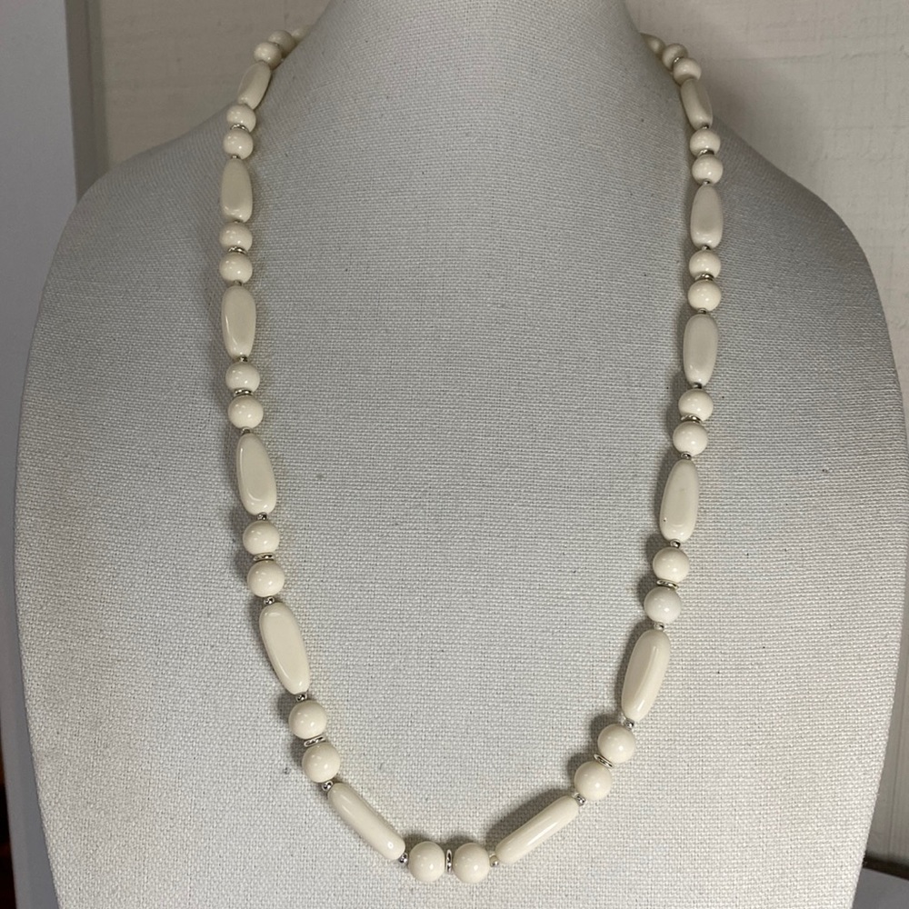 Interesting older cream beige bead necklace